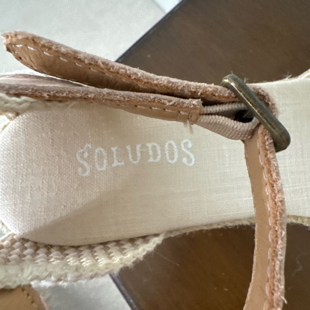 Soludos Canvas Espadrille Wedges | Size 6 | Natural Linen with Ankle Strap - Picture 5 of 10
